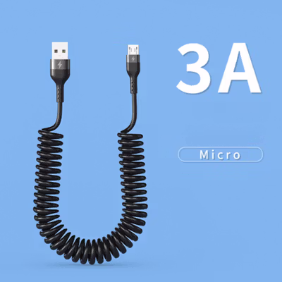 KEBISS Kabel Charger Data Micro USB Multifungsi Spring Cable 3A 1.5M - KM-3 - Black — gambar 2