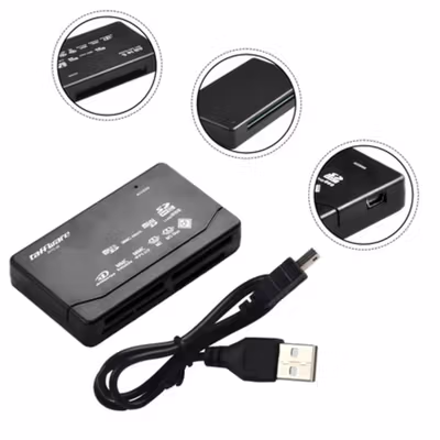 Taffware Card Reader USB 2.0 USB Hub MicroSD MMC SD SDHC XD Card - SHTC-08 - Black — gambar 2