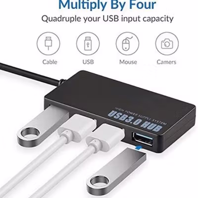 USB HUB 3.0 High Speed 4 Port with Power Supply 4 Port - UH-103U3 - Black — gambar 2