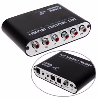 Digital Surround Decoder to Active Speaker 5.1 Converter DTS Dolby AC3 - HD51-A - Black — gambar 2