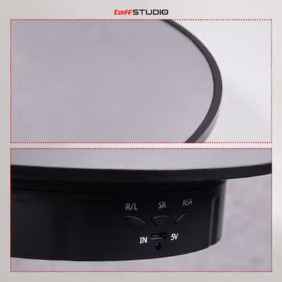 TaffSTUDIO Alas Putar Rotating Turntable Display Stand Mirror Remote 20cm - QM104 - Black — gambar 2