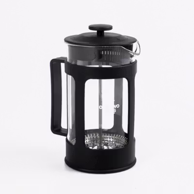 One Two Cups French Press Coffee Maker Pot Plunger Glass 600ml - FN40 - Black — gambar 2