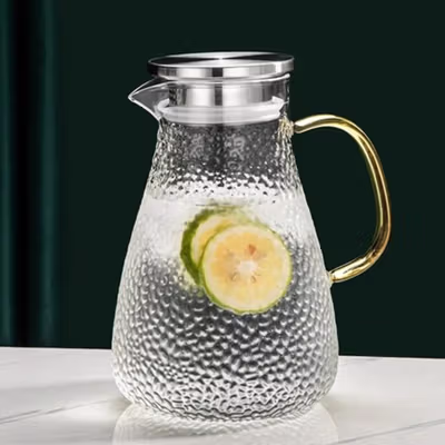 BORREY Teko Pitcher Kaca Tahan Panas Api Water Jug Borosilicate 1.8L - BR-271 - Transparent — gambar 2
