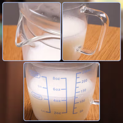 DROHOEY Gelas Ukur Kaca Latte Art Milk Jug Measuring Cup Glass 250ml - ZM0080 - Transparent — gambar 2