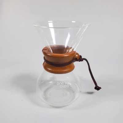 One Two Cups Coffee Server Chemex Drip Pour Over Borosilicate Glass 400ml - SE110 - No Color — gambar 2