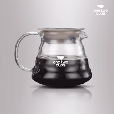 One Two Cups Coffee Server V60 Drip Pour Over Borosilicate Glass 360ml - SE101 - No Color — gambar 2