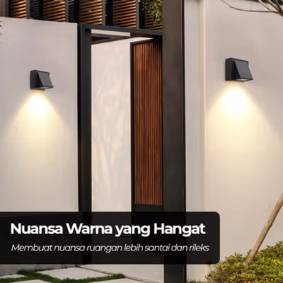 TaffLED Lampu Dinding Hias LED Indoor Outdoor Plastic Body Warm White 3W - BD84 - Black — gambar 2