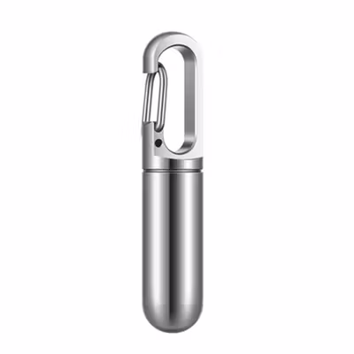 CAMISUENO Tempat Obat Pil Kapsul Carabiner Stainless Steel Waterproof 73mm - CM1 - Silver — gambar 2