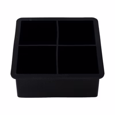 SSGP Cetakan Es Batu Silikon Kotak 4 Grid Ice Cube Tray - SSGP4 - Black — gambar 2