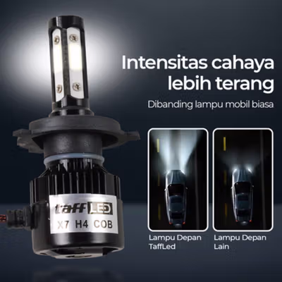 TaffLED X7 Lampu Depan Mobil LED COB Headlight H4 Cool White 2 PCS - 75818-4CN - Black — gambar 2