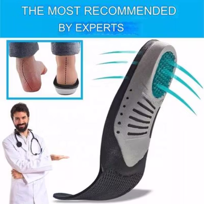 EiD Insole Sepatu Alas Kaki Orthopedic Shock Absorb Gel Size L 41-46 - ZYD18 - Black — gambar 2
