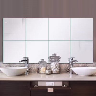 Fender Sticker Cermin Dinding Wallpaper 3D Model Square Mirror 9 PCS - Q353 - Silver — gambar 2