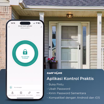 TaffHOME Smart Door Lock Fingerprint Bluetooth Card Alarm Tuya Smart - S1-B60 - Black — gambar 2