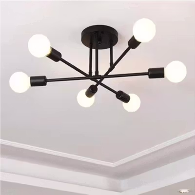 TaffLED Fitting Lampu Plafon LED Minimalis Ceiling 6 Head E27 220V - X099 - Black — gambar 2