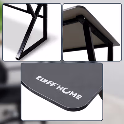 TaffHOME Meja Komputer Gaming Laptop PC Desk Frame with Cable Hole 120x60cm - FH-3 - Black — gambar 2
