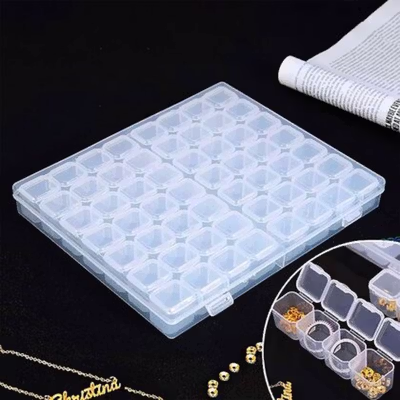 Kotak Perhiasan Aksesoris Plastic Storage Jewelry Box 56 Grid - DR56 - Transparent — gambar 2