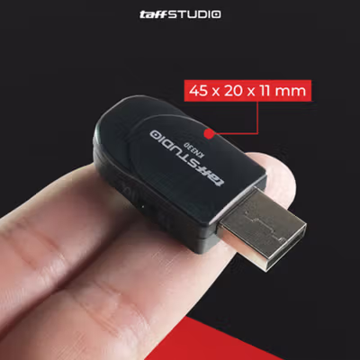 TaffSTUDIO 2 in 1 USB Audio Bluetooth 5.0 Transmitter & Receiver - KN330 - Black — gambar 2