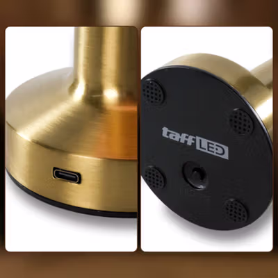 TaffLED Lampu Meja Hias LED Nordic Mushroom Lamp 3 Color 1200mAh - CF-12 - Golden — gambar 2