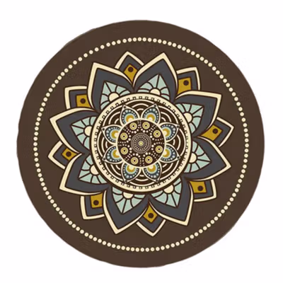 Comfast Mouse Pad Bulat Anti Slip Vintage Bohemian 200x200x3mm Gray Moroccan Floral - No Color — gambar 2