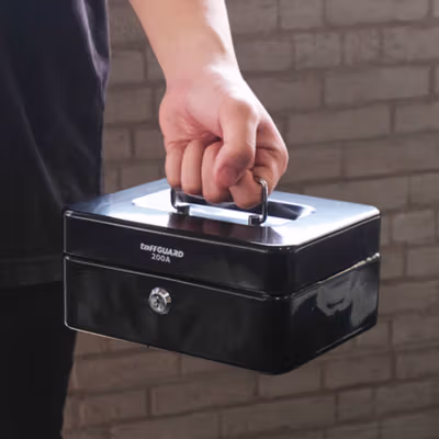 TaffGUARD Brankas Kotak Uang Dokumen Cashbox Key Lock 20x16x9cm - 200A - Black — gambar 2