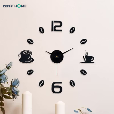 TaffHOME Jam Dinding DIY Quartz Giant Wall Clock Coffee Bell 40-70cm - DIY-12 - Black — gambar 2