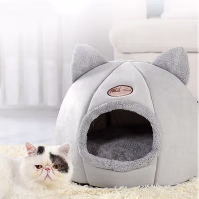 AOXIN Tempat Tidur Hewan Peliharaan Kucing Cat House Size XL - HTC01 - Gray — gambar 2