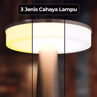 TaffLED Lampu Meja Hias Touch LED USB Rechargeable Tri Color 1W - BRF5 - Silver — gambar 2