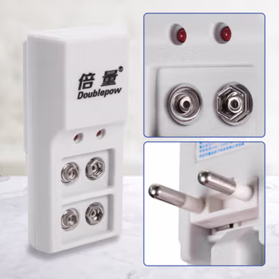 Doublepow Charger Baterai Rechargeable 2 Slot 9V with 9V 2 PCS - DP-B09 - White — gambar 2