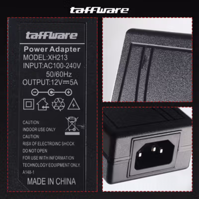 Taffware Adaptor Power Supply Converter AC to DC 12V 5A Cigarette Port - XH213 - Black — gambar 2