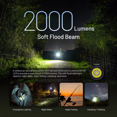 NITECORE Senter LED Flashlight Outdoor Power Bank Luminus SST40 2000lm - MH15 - Black — gambar 2