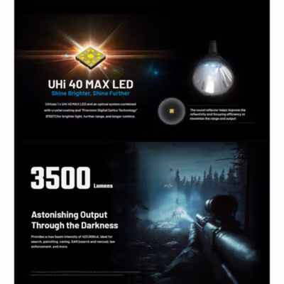 NITECORE Senter LED Flashlight Tactical 3500 Lumens IP68 with Remote - MH40 Pro - Black — gambar 2