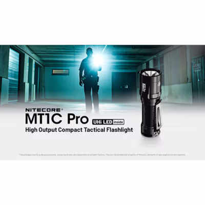NITECORE Senter LED UHi 20 Tactical Rechargeable IP68 1000 Lumens - MT1C PRO - Black — gambar 2