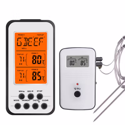 Anpro Termometer Makanan Digital Daging Kopi Susu Wireless 2 Probe - KN6008-2 - White — gambar 2