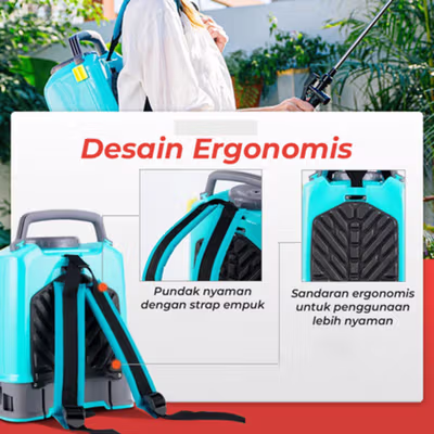 TaffHOME KNAPSACK Semprotan Tanaman Portable Electric Sprayer 10L - YP-12V2.6AH - Blue — gambar 2
