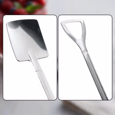 EPOCH Sendok Teh Dessert Sekop Spoon Stainless Steel 1 PCS Square - LXY550 - Silver — gambar 2