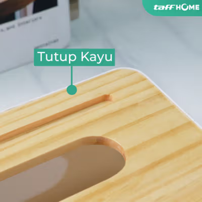 TaffHOME Kotak Tisu Kayu Smartphone Holder and Tissue Box - ZJ005 - White — gambar 2