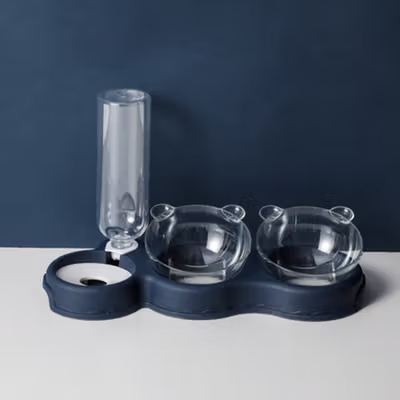 Aufulai Tempat Makan dan Minum Hewan Peliharaan Kucing Anjing - CH506 - Dark Blue — gambar 2