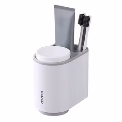 Ecoco Rak Sikat Gigi dan Gelas Magnetic Wall Mounted Toothbrush Holder - E1905 - Gray — gambar 2