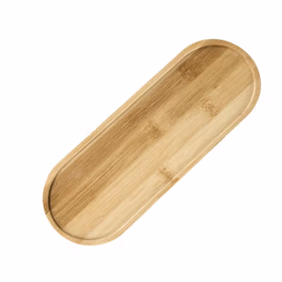 FINDOHOPE Alas Tatakan Pot Tanaman Gelas Dekorasi Bamboo Tray Circle Long Oval - OE0094 - Wooden — gambar 2