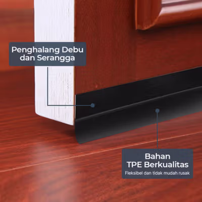 TaffHOME Lis Pintu Penghalang Debu Door Seal Strip Silicone TPE 35mmx5M - EACC25 - Black — gambar 2