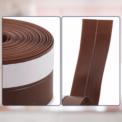TaffHOME Lis Pintu Penghalang Debu Door Seal Strip Silicone TPE 35mmx5M - EACC25 - Brown — gambar 2