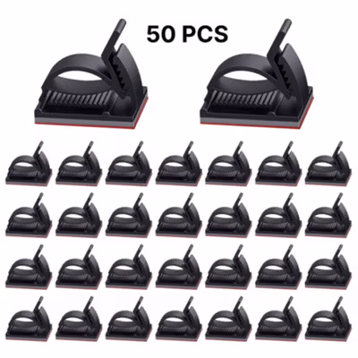ALBOYI Klip Kabel Tempel Universal Adjustable Cable Clip Holder 50 PCS - DS506 - Black — gambar 2