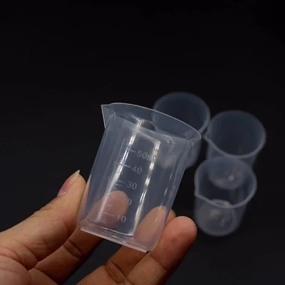 VYROX LITE Gelas Ukur Plastik Dapur Laboratorium Measuring Cup 50ml - BR04 - Transparent — gambar 2