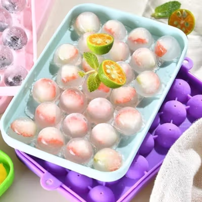 HELOTIC Cetakan Es Batu Silikon Bulat 25 Grid Ice Cube Mold BPA Free - HX1 - Blue — gambar 2