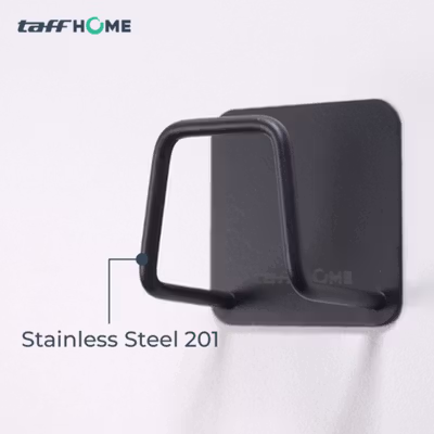 TaffHOME Gantungan Dinding Tempel Waterproof Wall Hook Stainless Steel - MT21 - Black — gambar 2