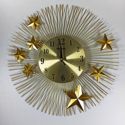 TaffHOME Jam Dinding Besi Bintang Laut Silent Movement 38cm - WM-3 - Golden — gambar 2