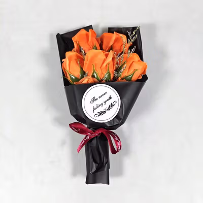 WS Buket Bunga Sabun Mawar Boneka LED String Soap Rose Valentine Gift - WS-07 - Orange — gambar 2