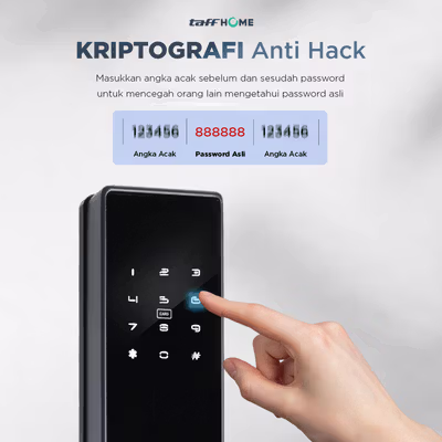 TaffHOME Smart Door Lock Fingerprint Password Bluetooth Card TTLock - B09TT - Black — gambar 2