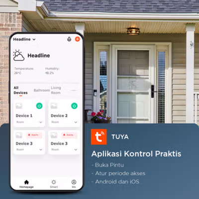 YONGLISHUN Smart Door Lock Fingerprint Password Card Bluetooth TUYA - MJ3 - Black — gambar 2