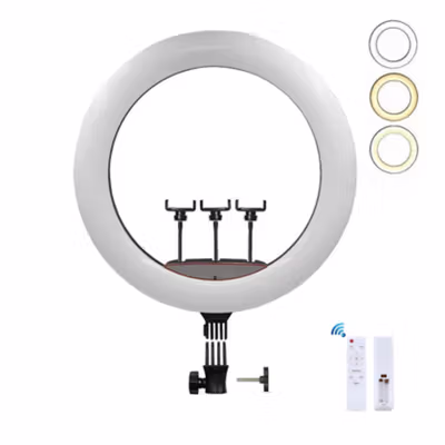 B-Light Lampu Ring Light LED 3in1 Color 3 Phone Holder 45cm 50W - LJJ-18 - Black — gambar 2